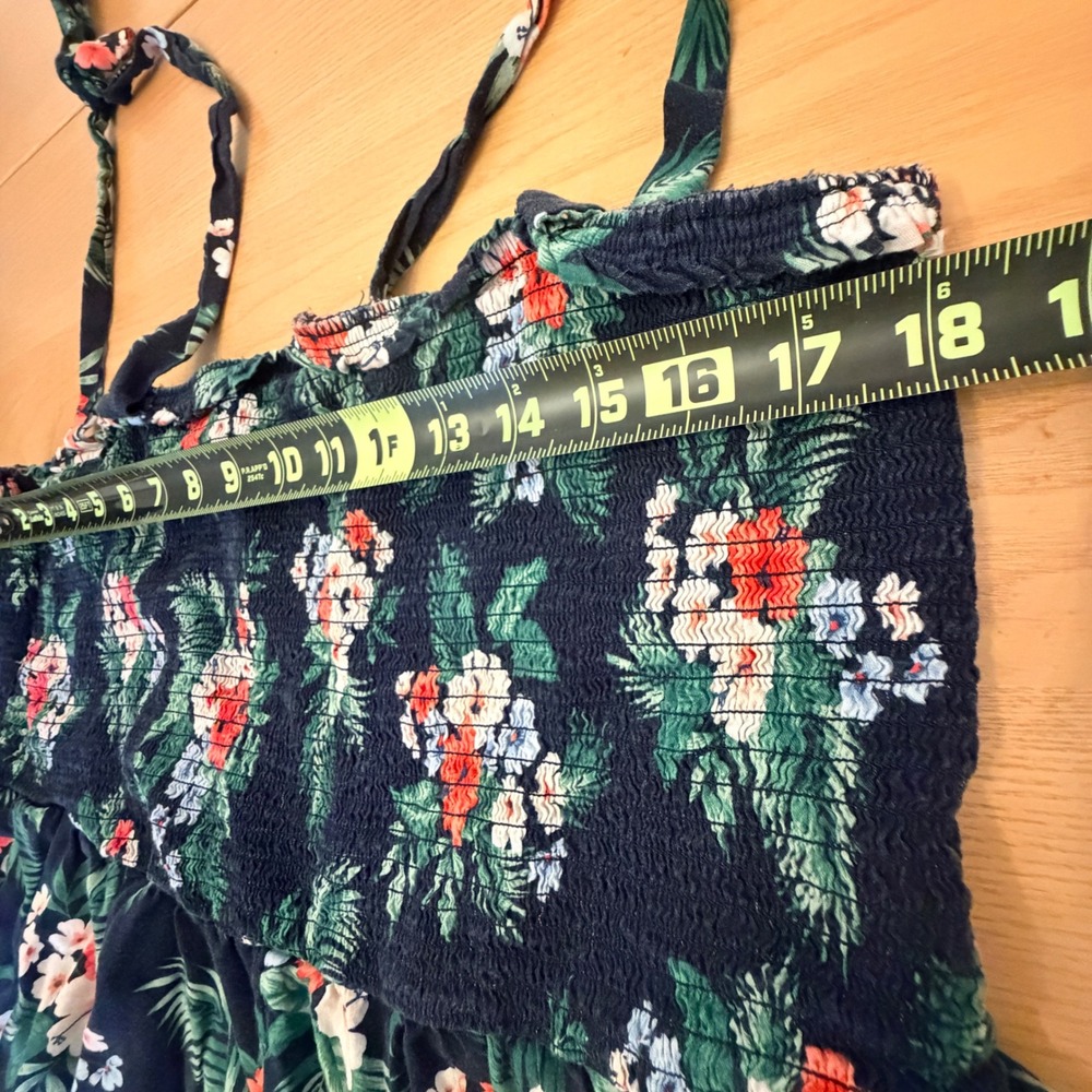 Old Navy Floral Smocked Romper Women XXL Stretch Tropical Beachy Cottagecore - Picture 5 of 6